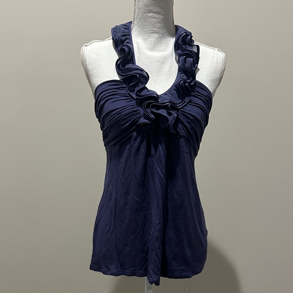 Chic Purple Ruffle Halter Blouse